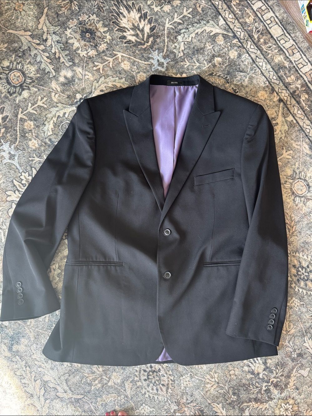 JF j.ferrar Black Suit Jacket with Purple Lining
